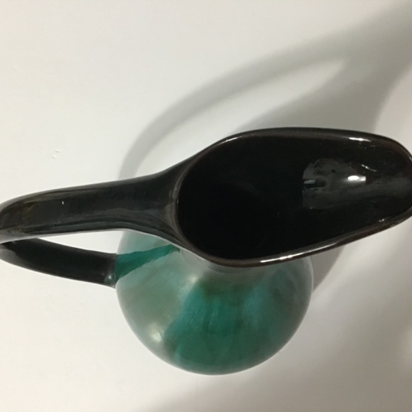 VTG Blue Mountain Pottery BMP Canada Large Pitcher Vase Turquoise Black - Picture 7 of 7